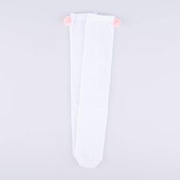 07842352-40 Белые хлопковые гольфы с помпоном MF для девочки белый фото №4