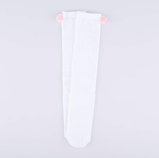 07842352-40 Белые хлопковые гольфы с помпоном MF для девочки белый фото №4