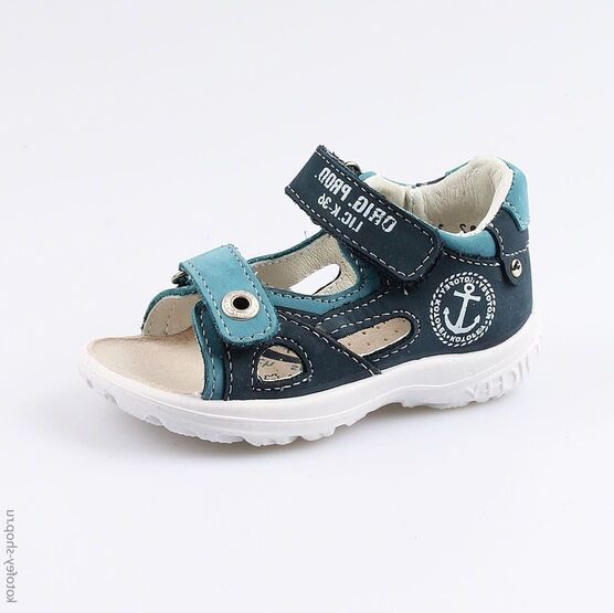 122113-24 Сандалии из натурального нубука Якорь для мальчики синий