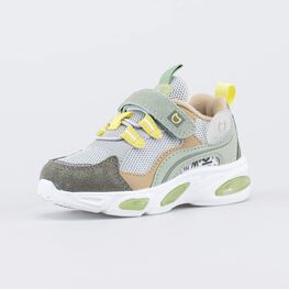 344400-79 Светящиеся кроссовки для мальчика для мальчики серый + зеленый