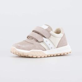 344499-17 Кроссовки на липучках Три звезды для девочки бежевый