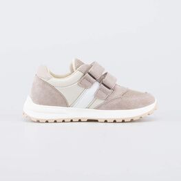 344499-17 Кроссовки на липучках Три звезды для девочки бежевый фото №2