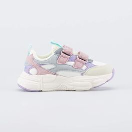 344517-71 Светлые кроссовки с LED и Softshell для девочки бежевый + розовый фото №2