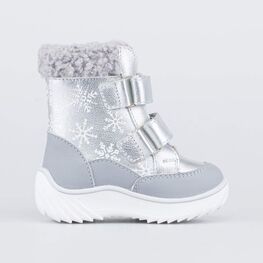 152260-58 Зимние ботинки из натуральной кожи Снежинки для девочки серебристый фото №2