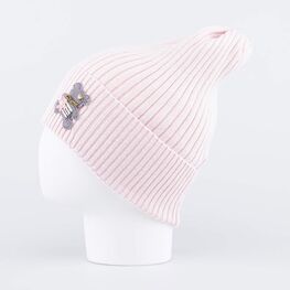 07811692-40 Детская шапка-бини-носок с мишкой для девочки розовый фото №2