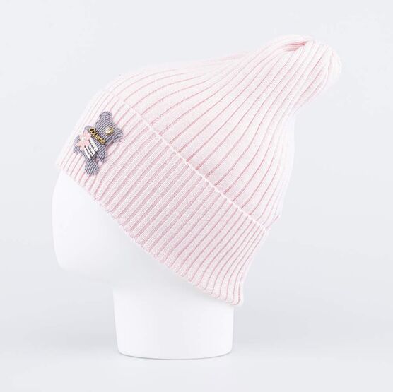 07811692-40 Детская шапка-бини-носок с мишкой для девочки розовый фото №2