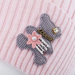 07811692-40 Детская шапка-бини-носок с мишкой для девочки розовый фото №3