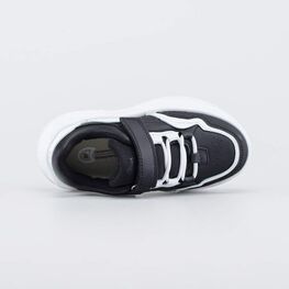 344521-72 Черные кожаные кроссовки на липучке для мальчики черный + белый фото №4