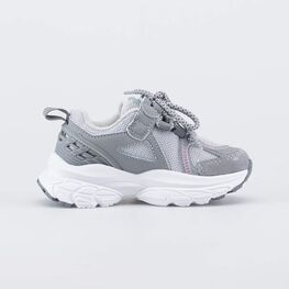 644493-11 Серые кроссовки для девочки-подростка для девочки серый + розовый фото №2