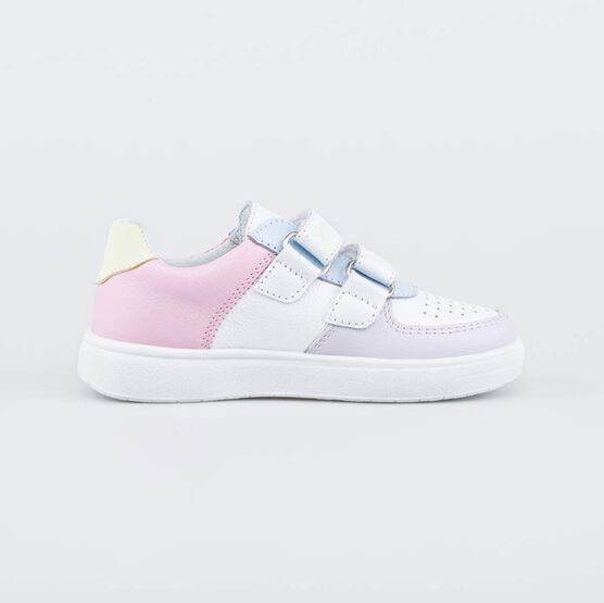 132170-24 Кожаные кеды-полуботинки на липучках для девочки белый фото №2