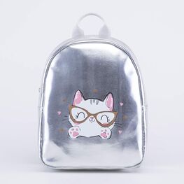 02811290-40 Рюкзак детский Милый котик серебристый для девочки серебристый