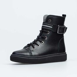 552219-31 Кожаные утепленные ботинки для девочки для девочки черный