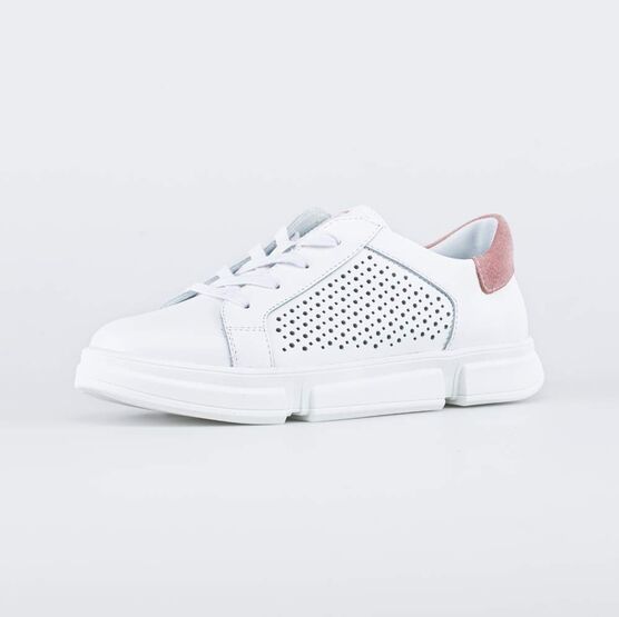 732344-21 Полуботинки кожаные с перфорацией для девочки персиковый