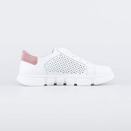 732344-21 Полуботинки кожаные с перфорацией для девочки персиковый фото №2