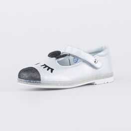 332150-21 Нарядные кожаные туфли для девочки для девочки серебристый