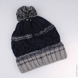 07711073-10 Шапка зимняя серо-синяя для мальчики сер-син