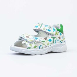 322144-21 Сандалии кожаные для мальчика для мальчики бел-зел