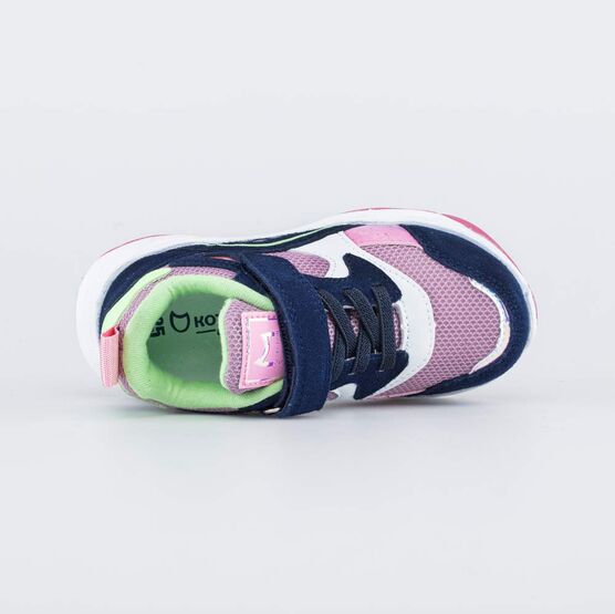 144201-74 Кроссовки с кожаными вставками для девочки син-сир фото №4