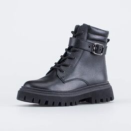 752237-31 Кожаные ботинки для девочки-подростка для девочки черный