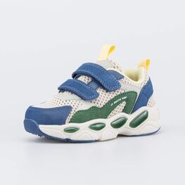 344576-12 Светящиеся кроссовки с LED для мальчика для мальчики бежевый,синий,зеленый