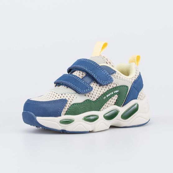 344576-12 Светящиеся кроссовки с LED для мальчика для мальчики бежевый,синий,зеленый