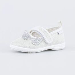 231247-11 Нарядные текстильные туфли Бантик для девочки серебрист.