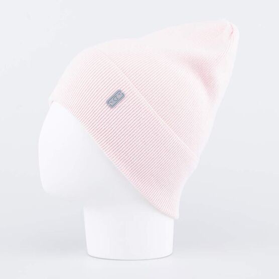 07811680-40 Тонкая шапка с отворотом для девочки розовый для девочки розовый фото №2