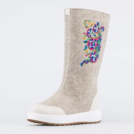 867134-41 Валенки с вышивкой Гуслица для девочки бежевый