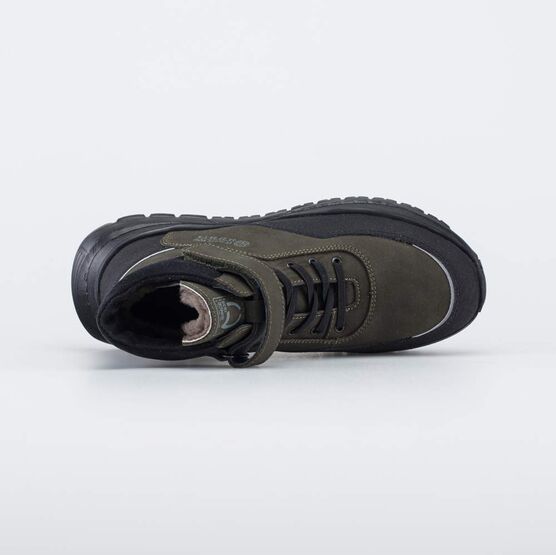 752276-51 Зимние ботинки на натуральном мехе для мальчики оливковый + черный фото №4