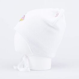07811927-41 Шапка на завязках Кот-пончик белый для девочки белый фото №2