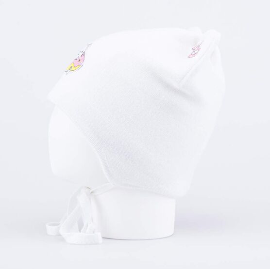 07811927-41 Шапка на завязках Кот-пончик белый для девочки белый фото №2