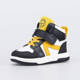 152397-11 Кожаные ботинки-кеды для мальчика для мальчики черный + желтый