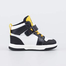 152397-11 Кожаные ботинки-кеды для мальчика для мальчики черный + желтый фото №2