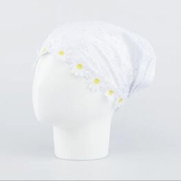 07811706-40 Белая косынка на резинке Ромашки для девочки белый фото №4