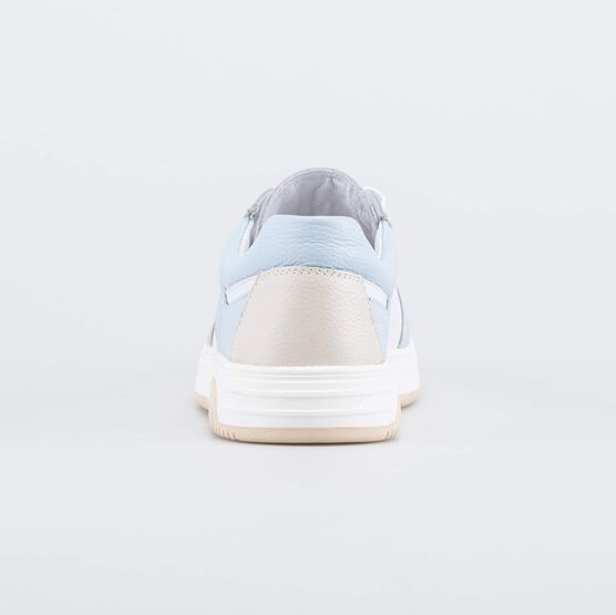 732382-21 Кожаные полуботинки на шнурках для девочки бежевый + голубой фото №5