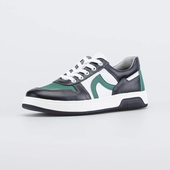 732382-22 Кожаные полуботинки для мальчика-подростка для мальчики черный + зеленый