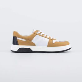 732382-24 Кожаные полуботинки для мальчика-подростка для мальчики горчичный + белый фото №2