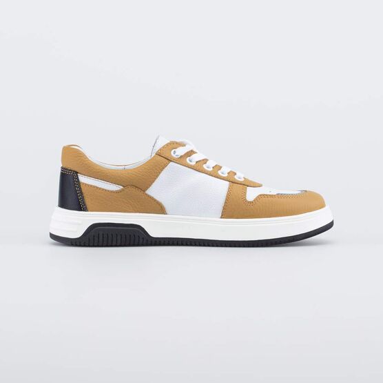 732382-24 Кожаные полуботинки для мальчика-подростка для мальчики горчичный + белый фото №2