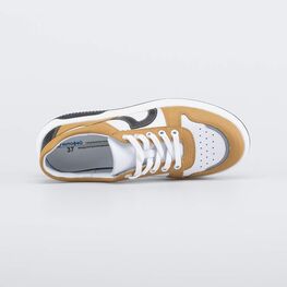 732382-24 Кожаные полуботинки для мальчика-подростка для мальчики горчичный + белый фото №4