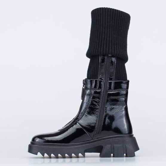 664138-32 Демисезонные сапоги с вязаным чулком для девочки черный фото №2