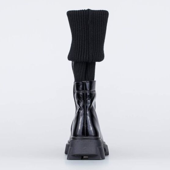 664138-32 Демисезонные сапоги с вязаным чулком для девочки черный фото №5