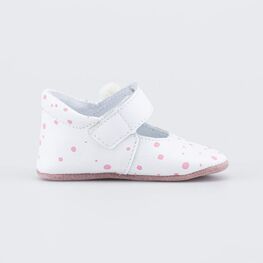 002136-21 Кожаные пинетки на липучке для девочки бел-роз фото №2