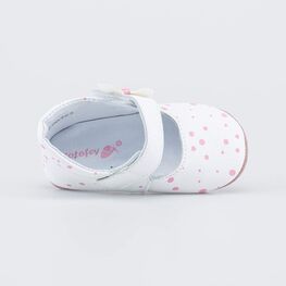 002136-21 Кожаные пинетки на липучке для девочки бел-роз фото №4