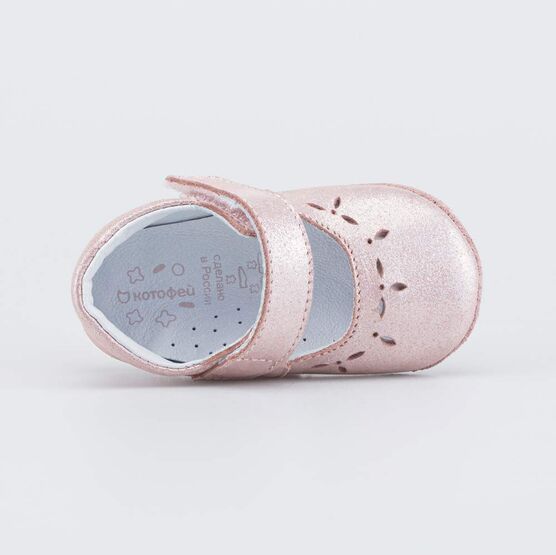002137-21 Кожаные пинетки на липучке для девочки розовый фото №4
