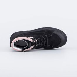 552314-22 Кожаные демисезонные ботинки для девочки черный фото №4