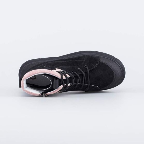552314-22 Кожаные демисезонные ботинки для девочки черный фото №4