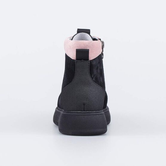 552314-22 Кожаные демисезонные ботинки для девочки черный фото №5
