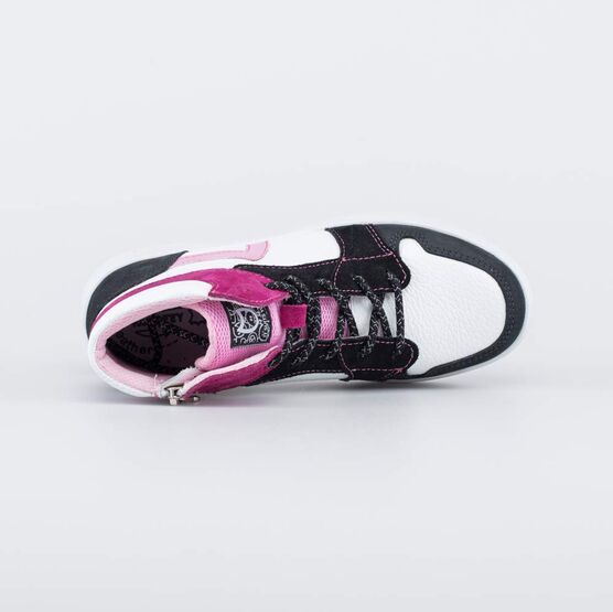 652200-14 Кожаные ботинки для девочки-подростка для девочки бел-чер-фук фото №4