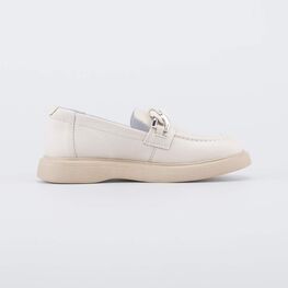 732391-22 Кожаные лоферы для девочки для девочки бежевый фото №2