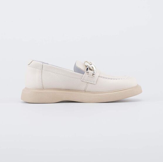 732391-22 Кожаные лоферы для девочки для девочки бежевый фото №2